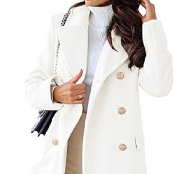 Women's Winter Jacket Double-Breasted Wool Blend Warm Long Trench Coat - Picture 1 of 5
